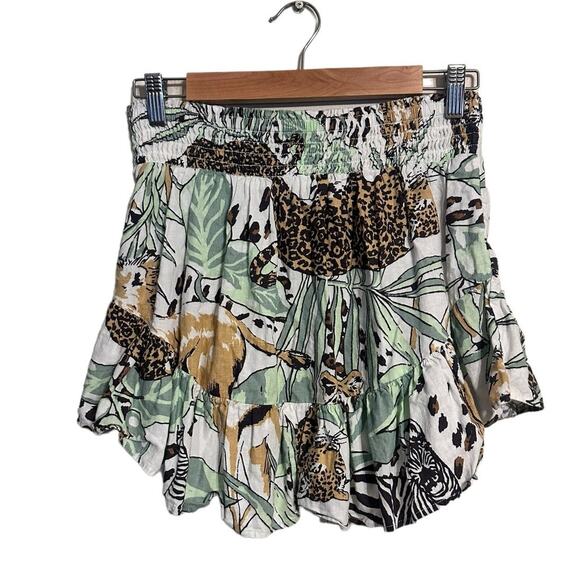 Aerie Safari Animal Print Linen Blend Skirt Size Medium - Picture 2 of 6